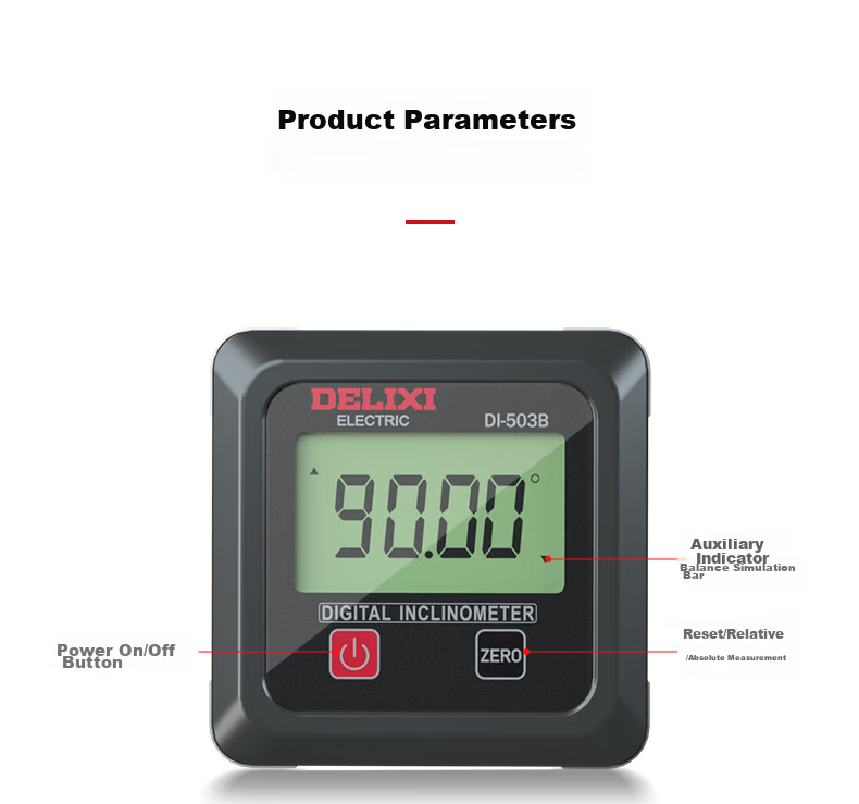 DELIXI ELECTRIC Digital Inclinometer High-Precision Level Angle Measuring Tool Multifunctional Magnetic Angle Gauge for Home Use 15