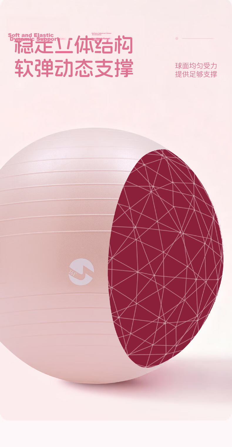 361° Mini Yoga Ball Pilates Small Ball Fitness Training Explosion-Proof Non-Slip Thickened Maternity Use Pink 25cm 5