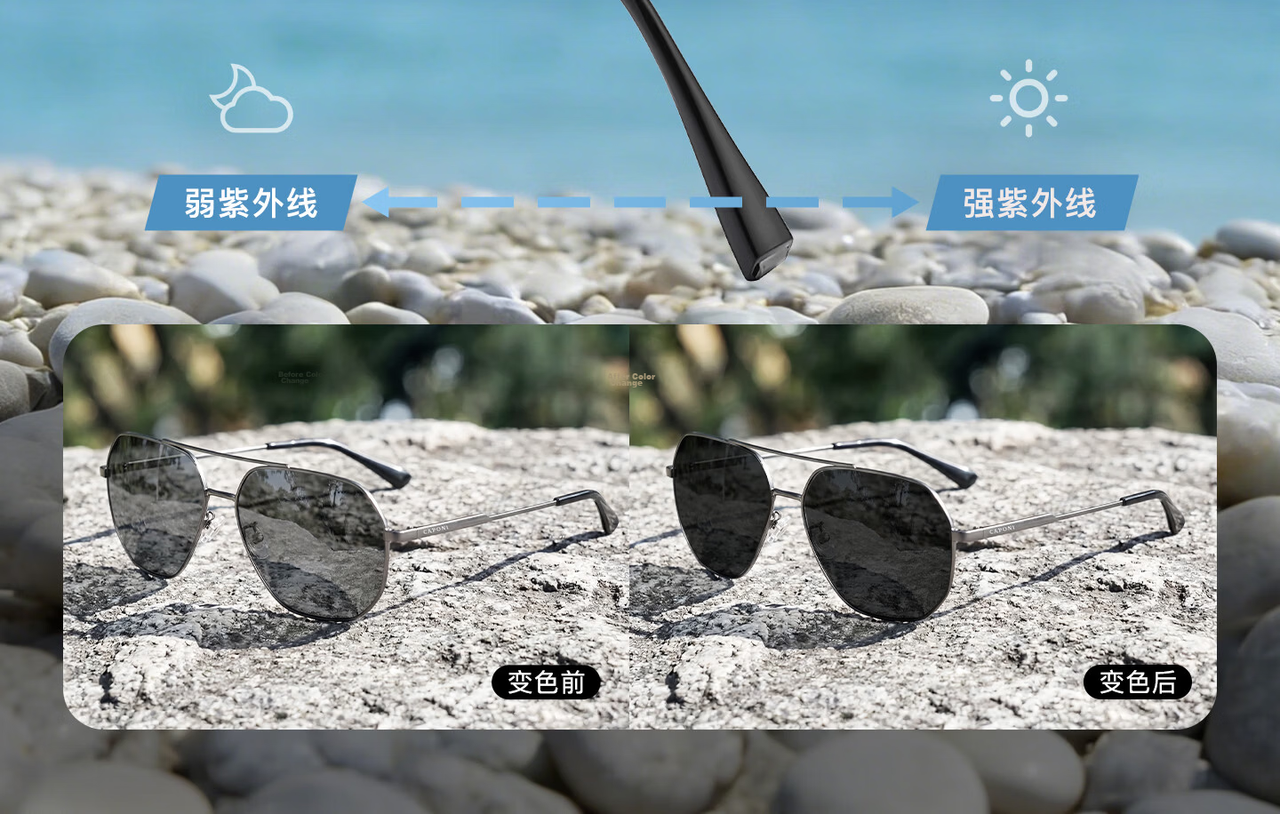 CAPONI Men's Sunglasses UV Protection Polarized Photochromic Driving Day and Night Use 11