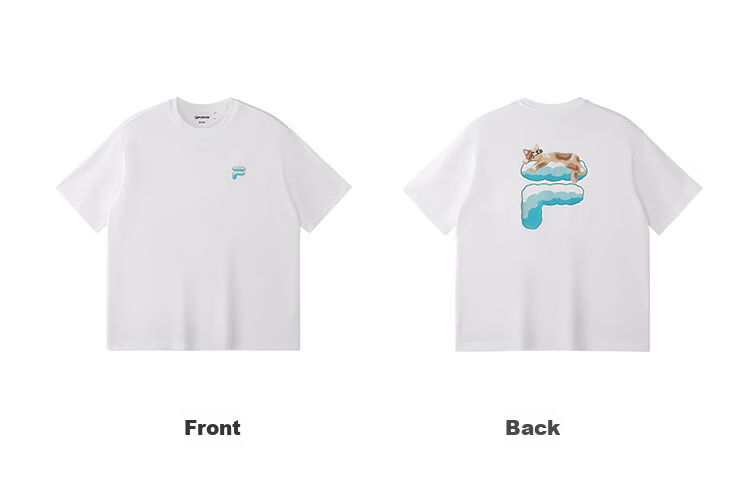 FILA FUSION Trendy Couple's Knitted Short Sleeve Shirt 2026 Summer Loose Fit Cool Cotton T-Shirt 88