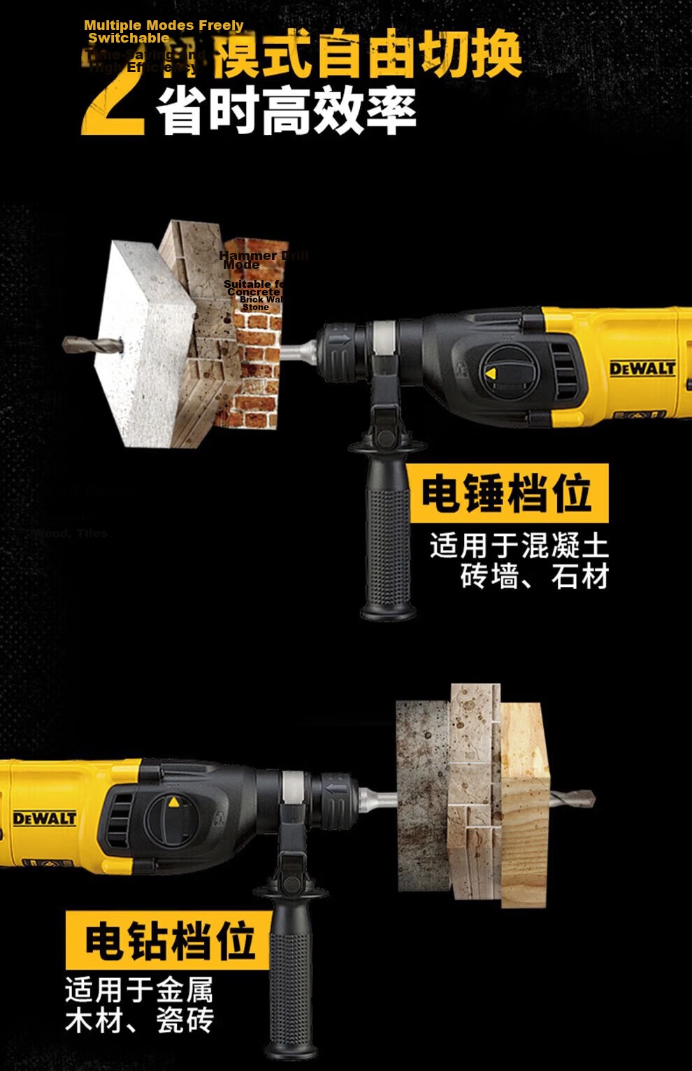 DEWALT DWD112E-A9 Variable Speed Drill 13mm Industrial Grade 701W Multi-Function Handheld Electric Screwdriver for Home Use 4