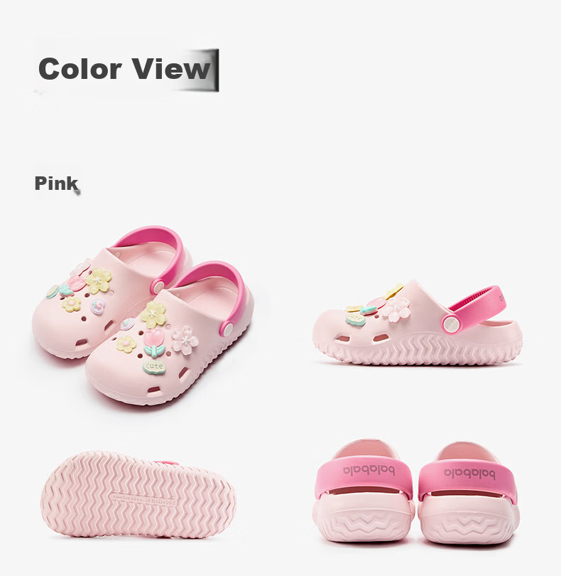Balabala Kids Summer Flower Hole Sandals Breathable Outdoor Beach Girls Slippers for Toddlers and Older Children 12