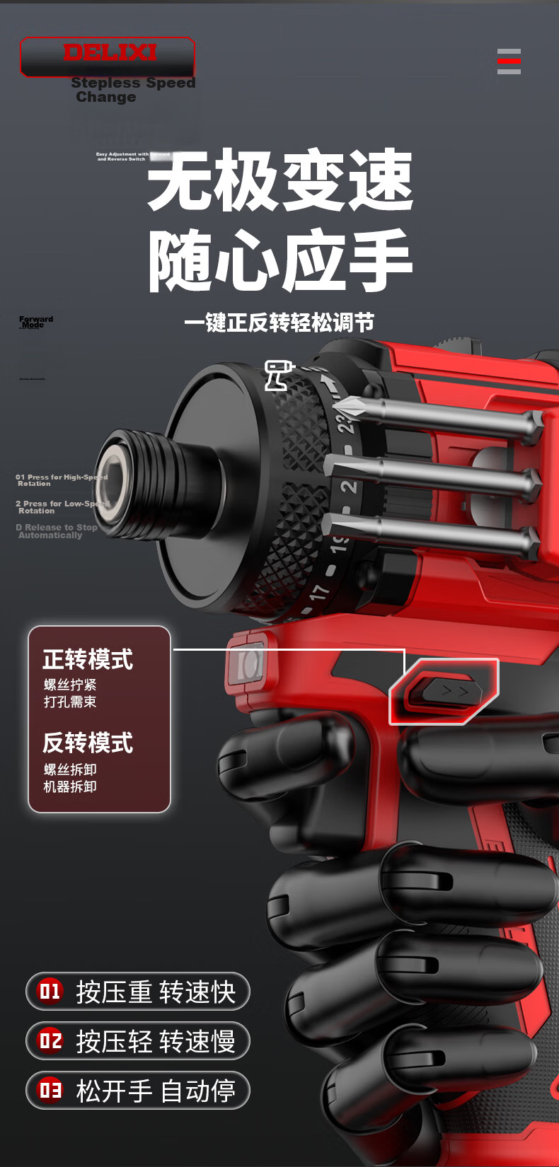 DELIXI ELECTRIC Brushless Impact Screwdriver Cordless Electric Screwdriver Rechargeable Lithium Drill Power Tool 13