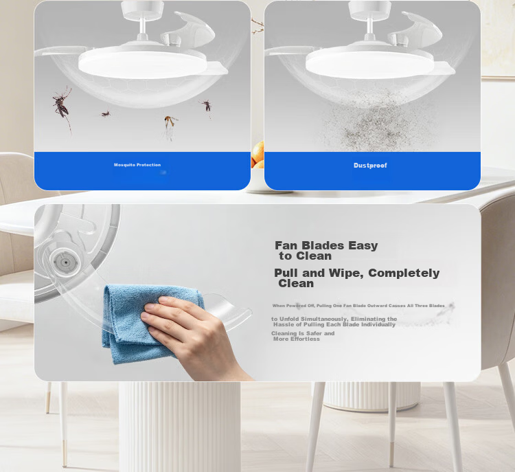 JD Jingzao Yufengzhe Smart Fan Light 42-inch Invisible Full-Spectrum Eye Protection Bedroom Living Room Dining Ceiling Fan Light Integrated 19