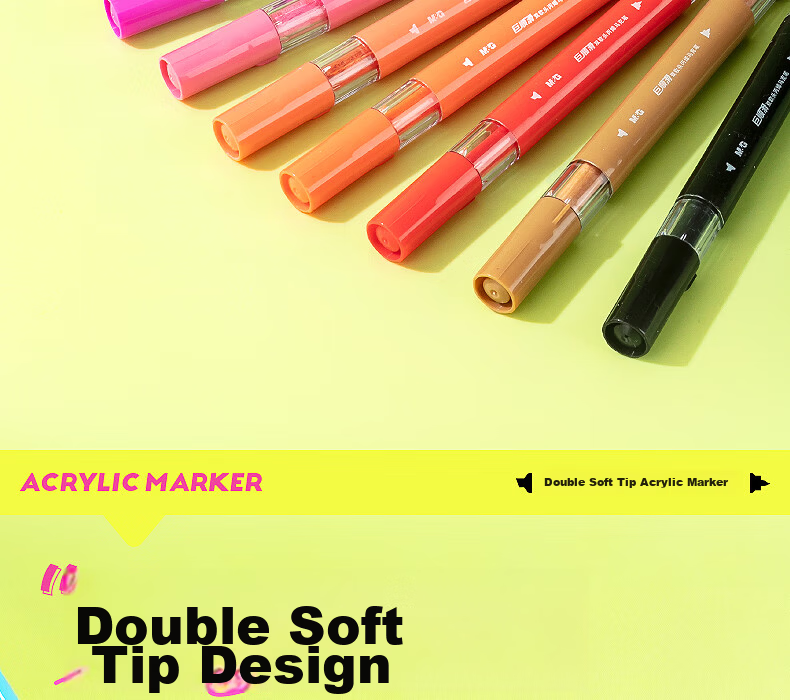 M&G 24-Color Acrylic Markers Dual Soft Tips Smooth Watercolor Pens for Kids Students Drawing Graffiti Hand Painting Art Supplies Birthday Graduation Gift APMV1463 6