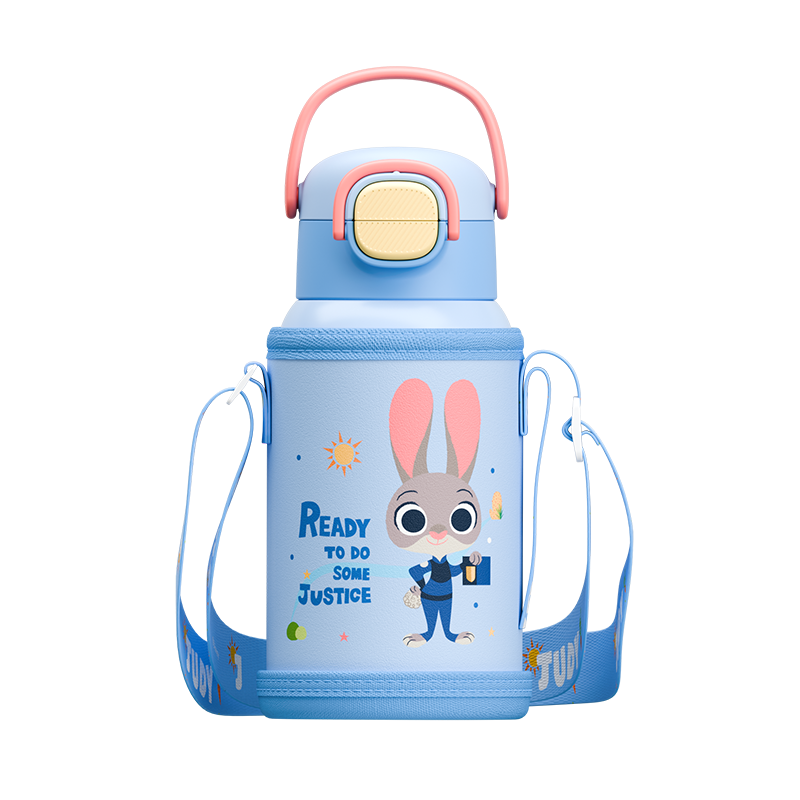 Disney 316 Stainless Steel Insulated Tumbler Dual-Use Student School Cup with Sleeve Zootopia Judy Blue 550ml