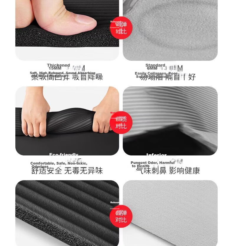 MINISO Yoga Mat Men's Fitness Mat Home Shockproof Soundproof Non-Slip Thickened Exercise Mat 5