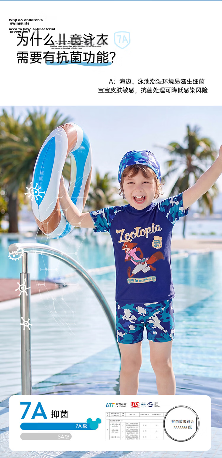 Disney Boys' Two-Piece Sun Protection Swimsuit Set D36279SP2G Blue Nick Wilde 120 5