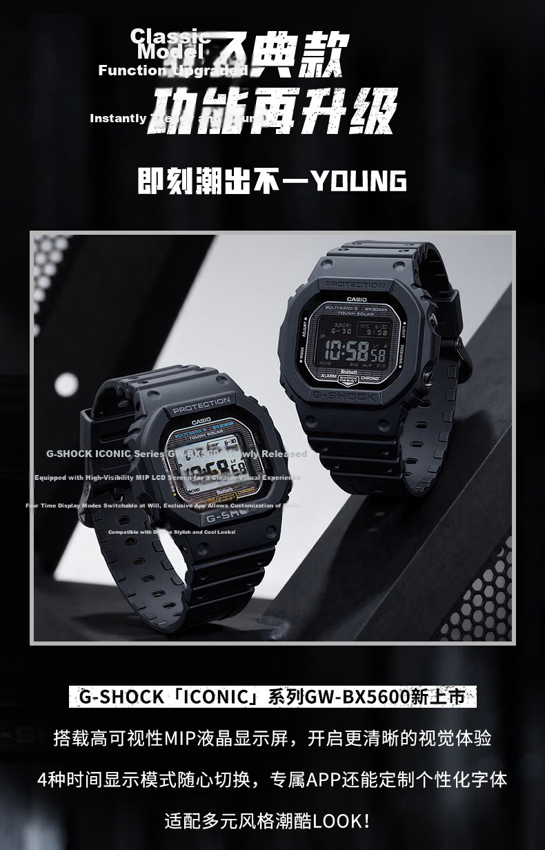CASIO G-SHOCK Men's MIP LCD Sports Smart Electronic Student Watch GW-BX5600-1PR 2