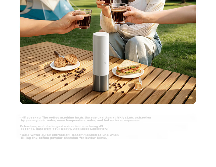 Mijia Xiaomi Portable Coffee Maker Mini Handheld Fully Automatic Capsule and Ground Coffee Machine for Office and Home Outdoor Camping Cold Brew and Hot Brew White with Storage Bag 13