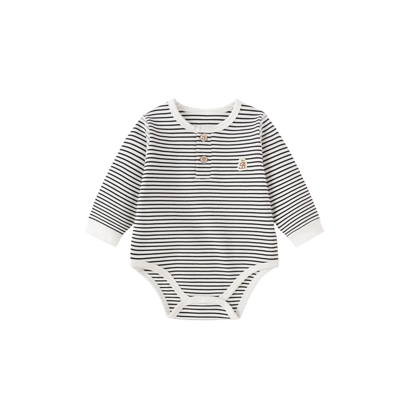 Babylove Baby Long Sleeve Cotton Bodysuit Spring Autumn Unisex Striped Romper Pajamas