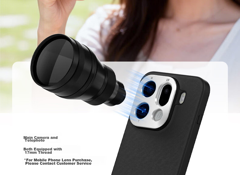 NEEWER Professional Photography Kit Phone Case for OPPO Find X9/X9 Pro with 17MM Threaded Hole, Compatible with External Phone Lenses, Full-Coverage Faux Leather, Slim Shockproof New Model 4