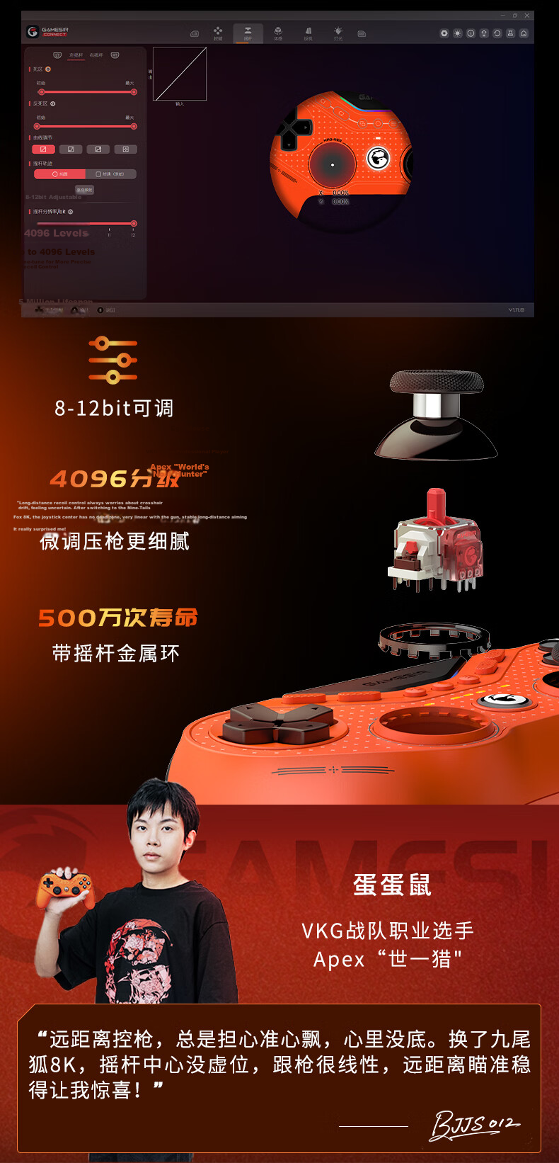 Gaisel Little Chicken Nine-Tailed Fox Microsoft Licensed Xbox Wired Symmetrical Game Controller TMR Joystick Dual Trigger for PC Steam 10