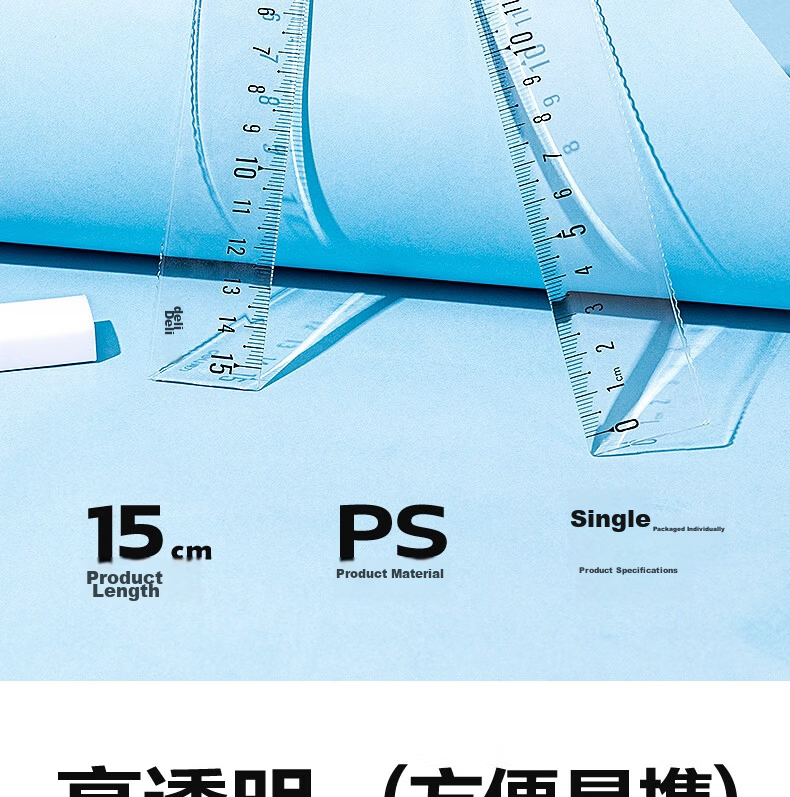 Deli (Deli) 30cm Multi-Color Triangular Ruler with Scale, 6 Scales, Multifunctional Drawing Ruler, College Entrance Exam Blessing Gift 2