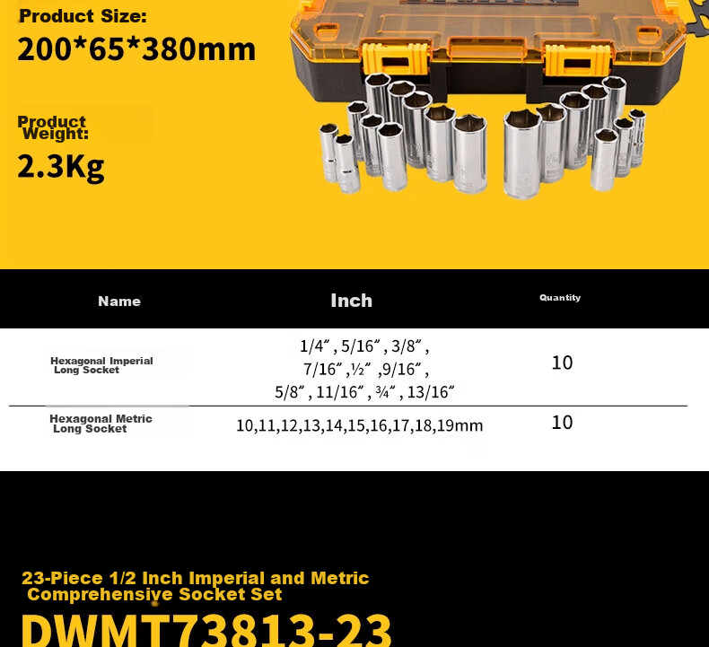 DEWALT 15-Piece 1/4 & 3/8 Socket Accessory Set 7