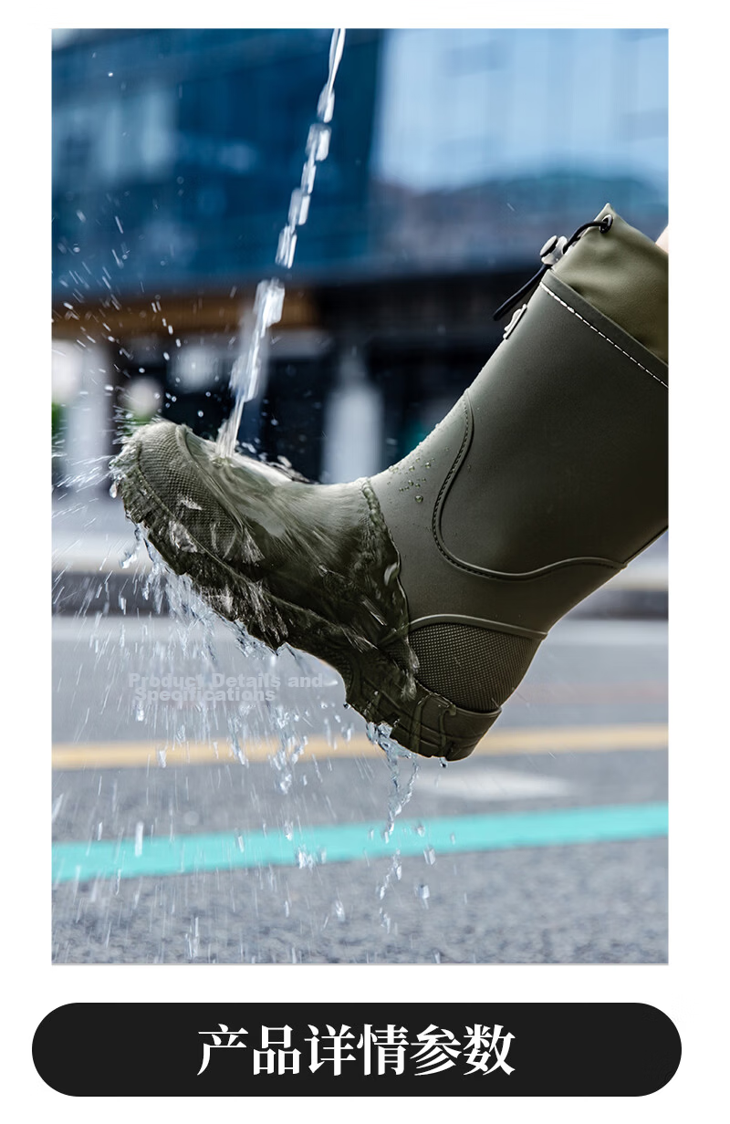KINGLOVOUN Men's Mid-Calf Waterproof Non-Slip Rain Boots Outdoor Fishing Thick Sole Durable 817/SK Gray Size 42 8