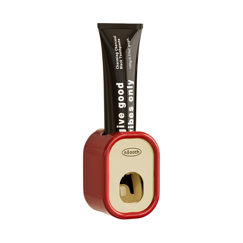 Nuoshi Toothbrush Holder, Automatic Toothpaste Dispenser, Bathroom Vanity Storage Rack, Bathroom Toothpaste Squeezer, Red