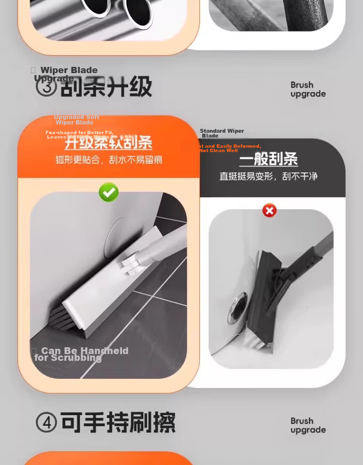 Guangduola Floor Brush Bathroom Brush No Dead Angle Shower Brush Floor Gap Brush Toilet Crevice Brush V-Shaped Long Handle Floor Brush 5