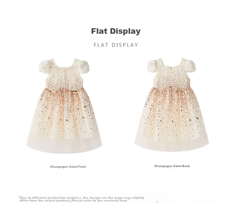 Disney Girls Princess Dress Children's Puffy Dress 2026 Summer New Sequin Short Sleeve Tulle Birthday Party Dress 6