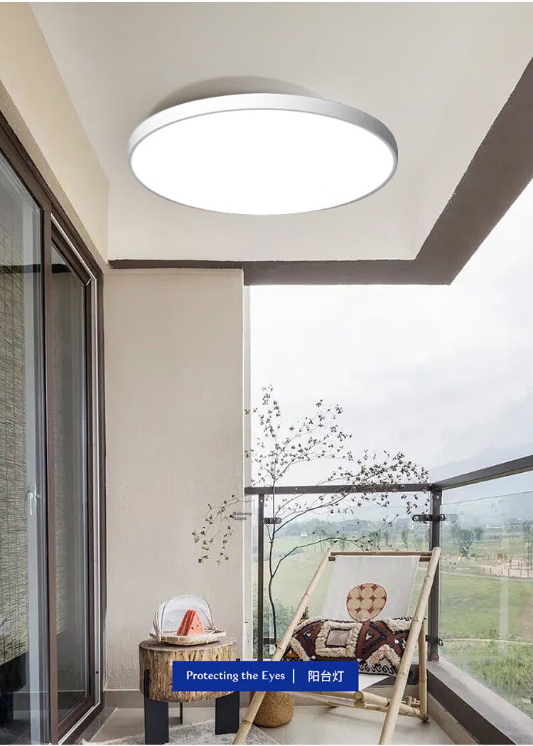 Xinfei Ultra-thin LED Tri-proof Ceiling Light Full Spectrum Eye-care Round Lamp PC 24W for Balcony Bedroom Kitchen Bathroom Corridor 9