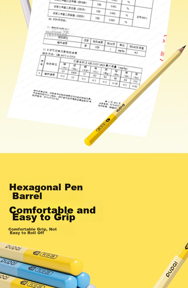Deli 10-Pack 2B Writing Pencils, Bule Hexagonal Barrel, 3.2mm Thick Graphite Core, Student Handwriting Practice Pencils, School Stationery Energy Bar 8