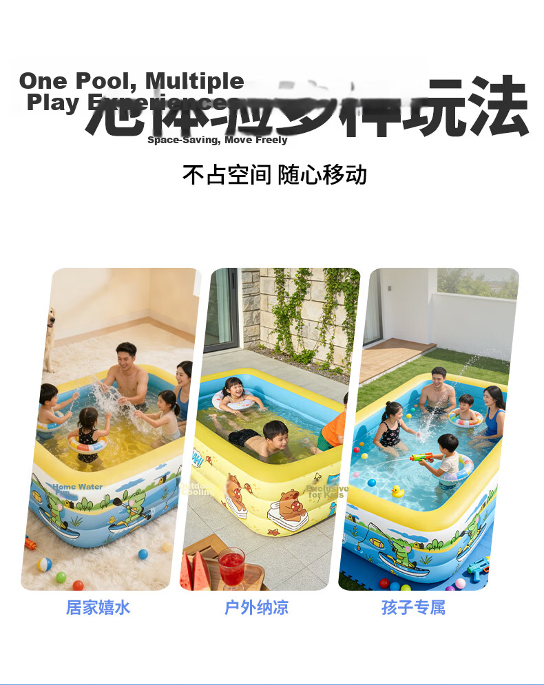 Bestway Kids Inflatable Swimming Pool Thickened Large Outdoor Home Pool Crocodile Captain 2.6m 10