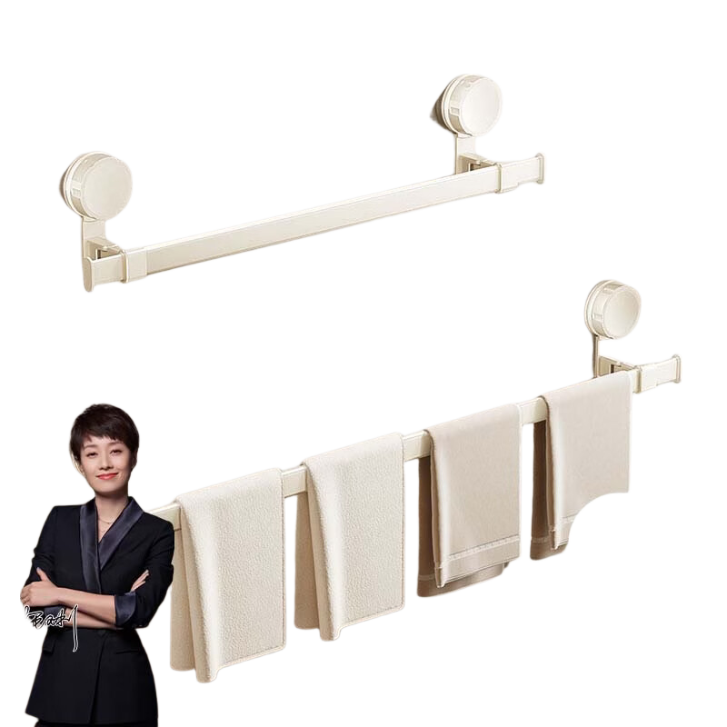 MICOE Suction Cup Towel Rack Bathroom Storage Shelf Wall-Mounted Towel Bar Space Aluminum Telescopic Bath Towel Rack 1 Piece