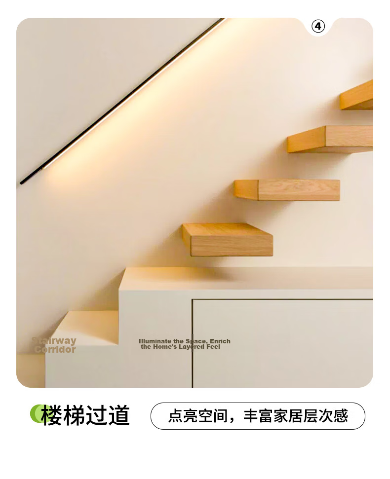 Sanxiong Aurora COB LED Strip 24V Low Voltage Ultra-Short Cuttable Linear Light Flicker-Free Ambient Light 10W Warm Yellow 18