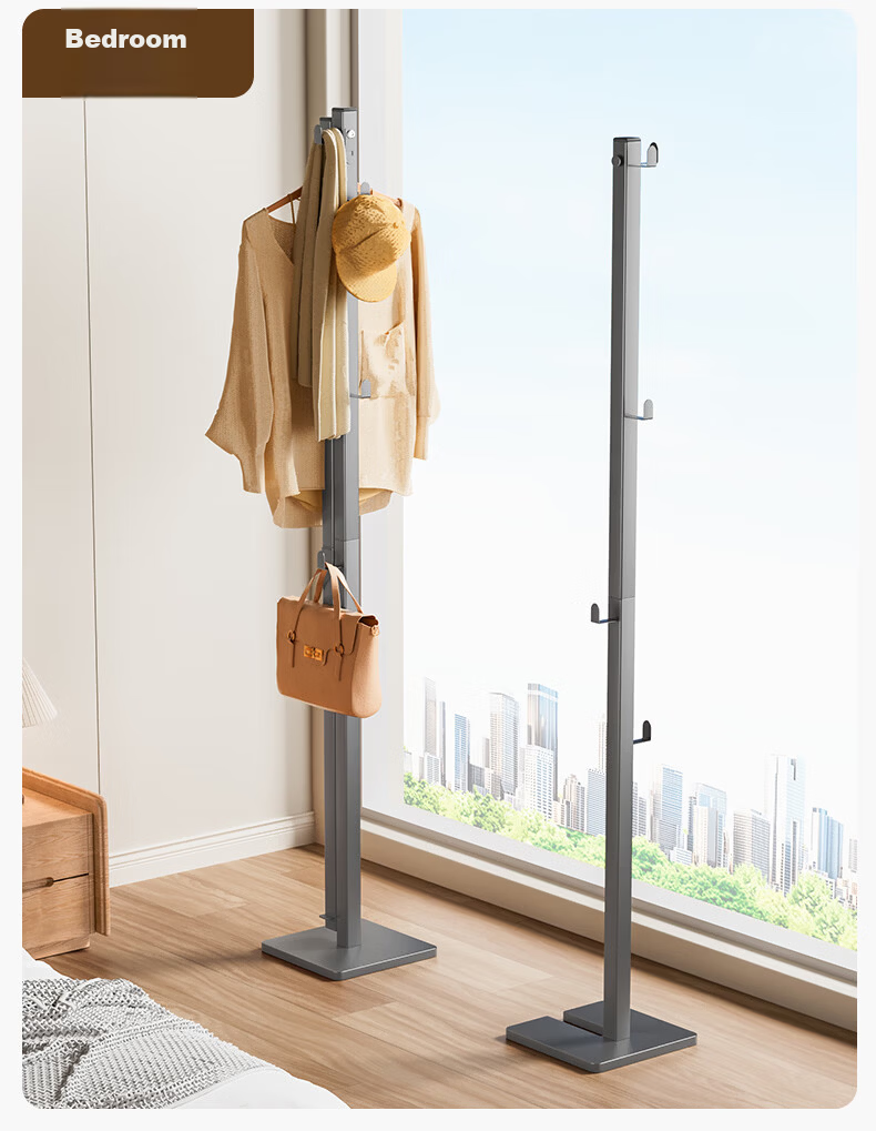 Wenna Floor Standing Clothes Rack Bedroom Coat Hanger Small Space Indoor Drying Rack Simple Hat and Coat Stand 21