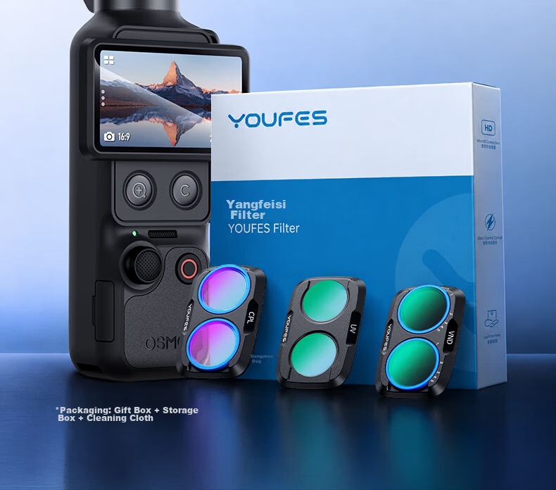 Yangfeisi DJI Pocket 4 Pro Filter Kit UV/CPL Polarizer Black Soft 1/4 Adjustable ND Neutral Density Lens for DJI Accessories Sports Pocket Camera 16