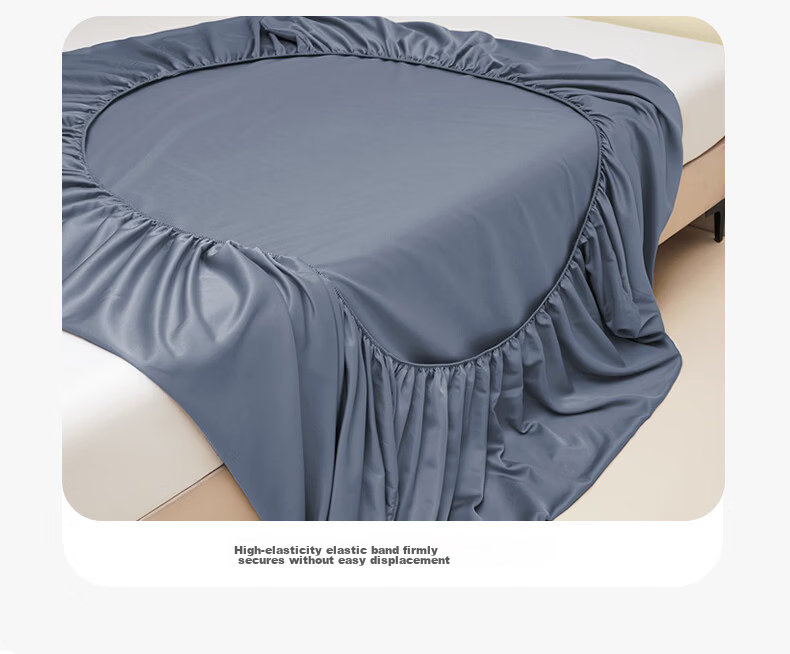 Hongdou Class A Cooling Washed Ice Silk Fitted Sheet Single Summer Dormitory Naked Sleep Mattress Protector Dust Cover 1.8*2m Blue 13