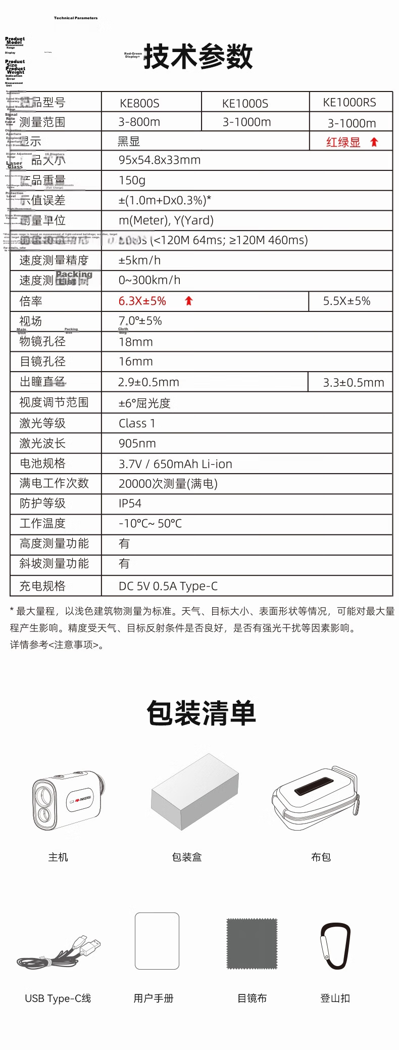 SNDWAY Eagle X Telescope Laser Rangefinder Outdoor Sports Golf Measurement HD Red Green Display KE1000RS 14