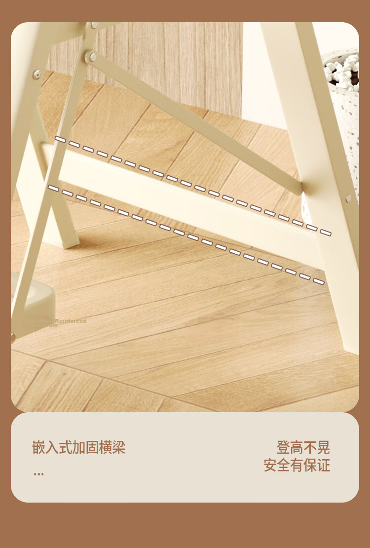 YuanNai Household Folding Ladder Thickened Indoor A-Frame Telescopic Staircase Moving Step Ladder Thickened White 3-Step Ladder 14