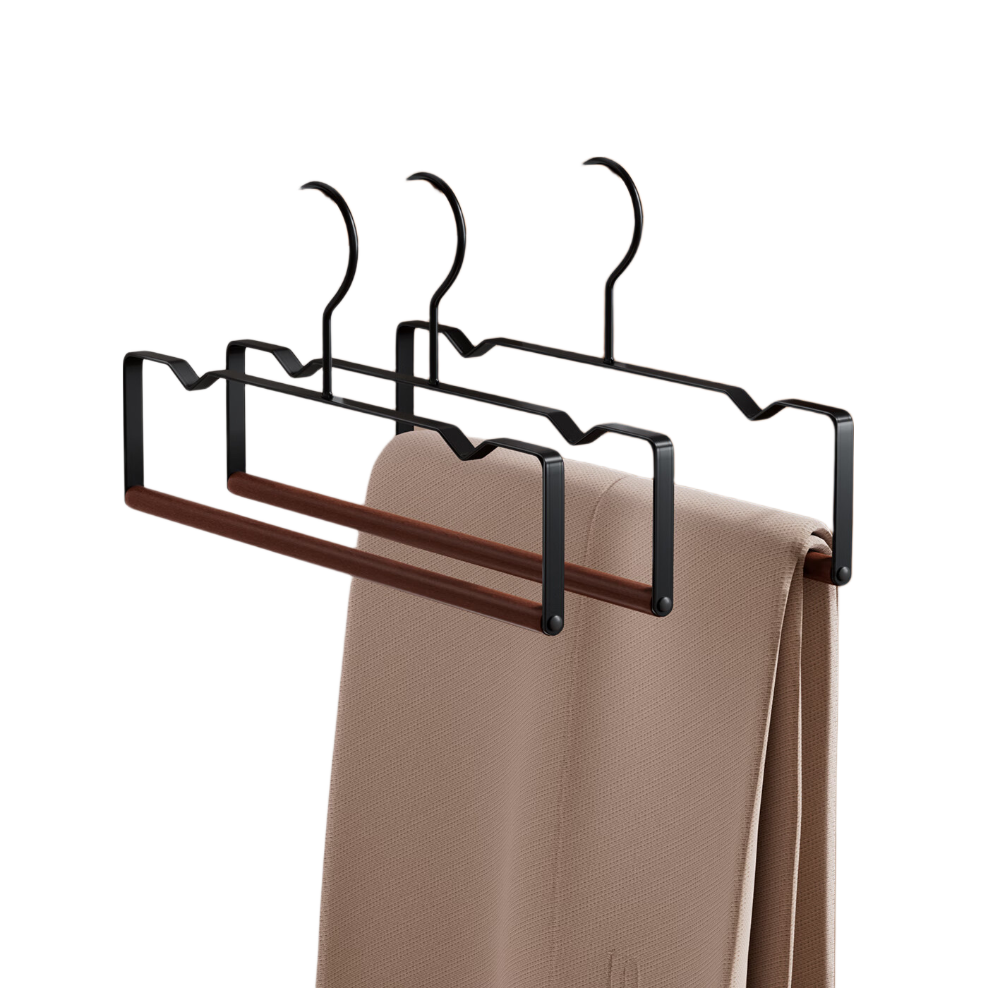Bonnie Home Light Luxury Beech Wood Pants Hanger Set of 5 Non-Marking Iron Wardrobe Clothes Storage Hangers