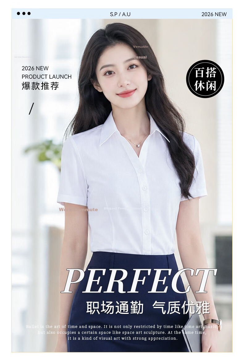 Chaoxu Plus Size Blue Shirt Women's Summer Short Sleeve Simple Loose Commuter Blouse Professional Teacher Bank Uniform Top 1