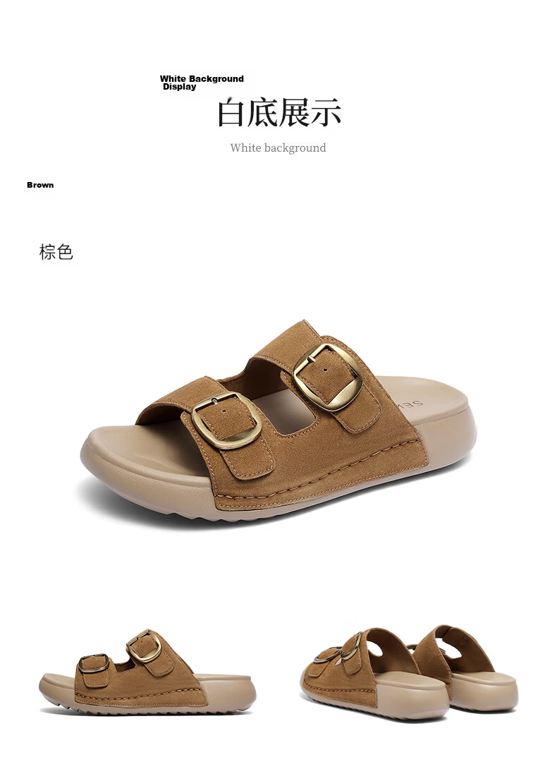 Senda Birkenstock Women's Summer 2026 New Mall Thick Sole Outdoor Sandals XYU01BT6 Beige Size 37 13
