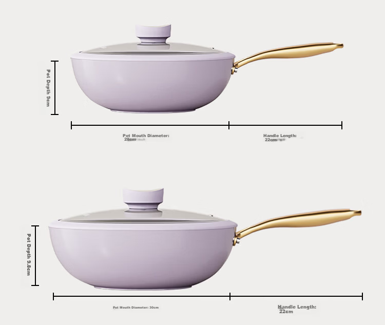 KONKA Ceramic Non-Stick Lightweight Frying Pan 30cm Flat Bottom Stir-Fry Pan Compatible with Induction and Gas Stoves Low Oil Smoke 26