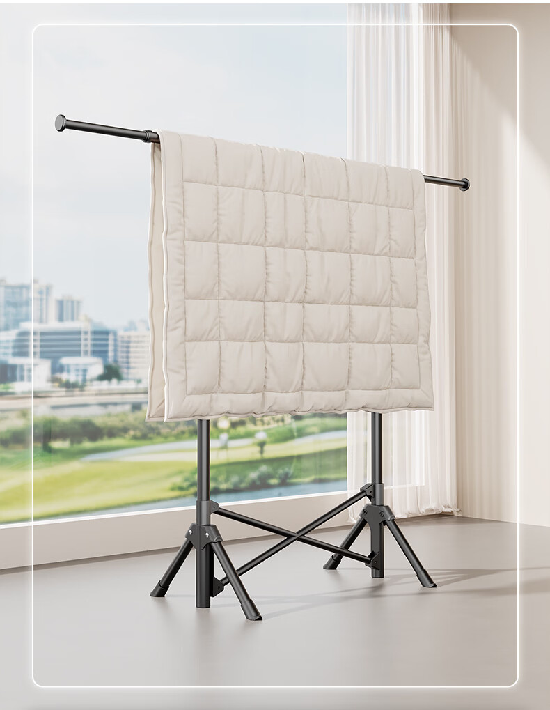 Mr. Bang Floor Folding Clothes Drying Rack Telescopic Balcony Bedroom Garment Hanger Quilt Drying Tool 11