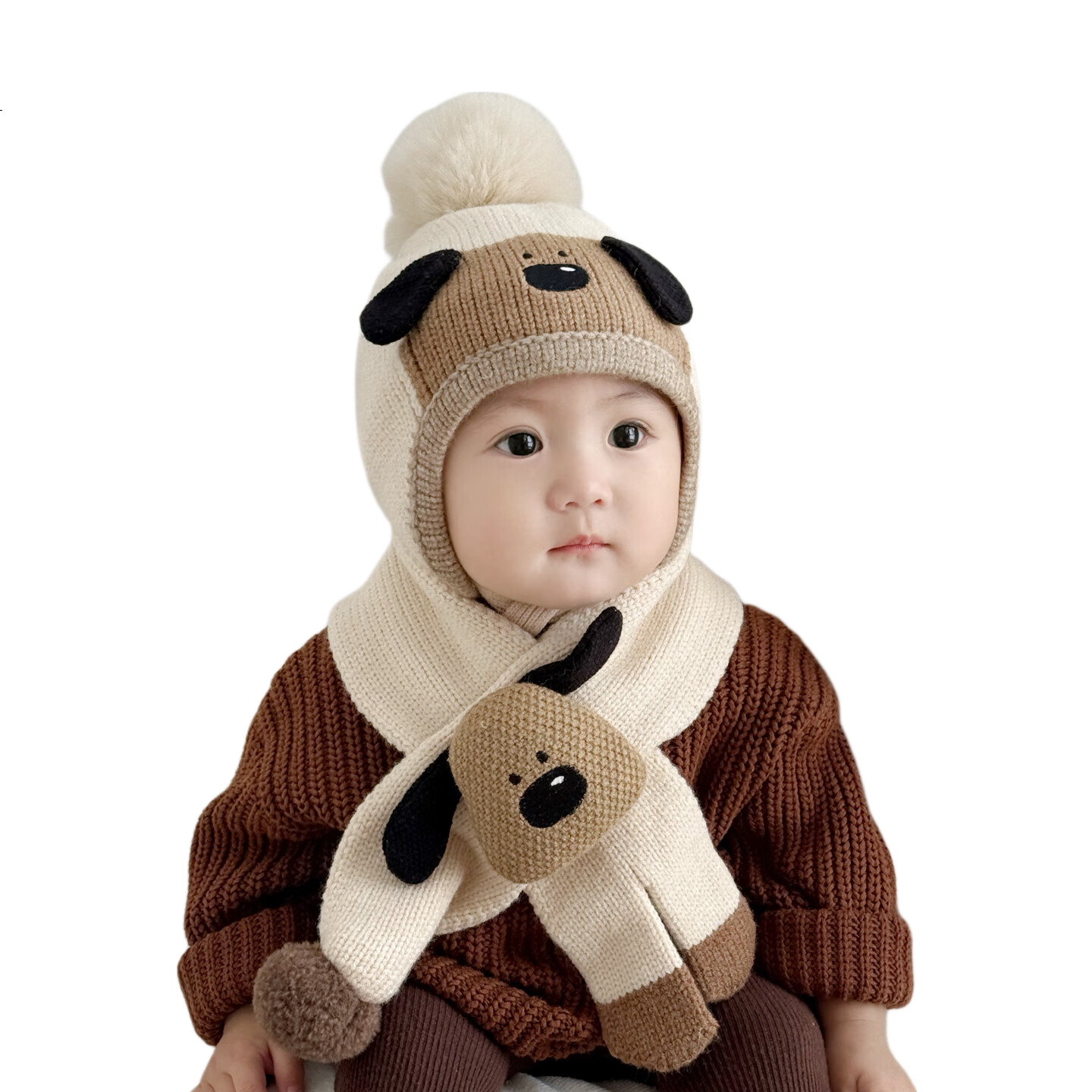Benaxi Baby Hat Autumn Winter Boys Cute Knitted Hat Infant Winter Wool Hat Outdoor Ear Protection Hat Scarf