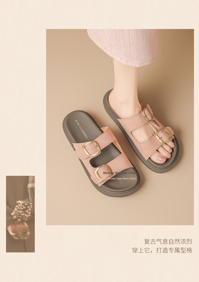 ZHR Birkenstock Women's Sandals 2026 Summer New Breathable Casual Slip-On Sandals AY352 Beige Size 35 21