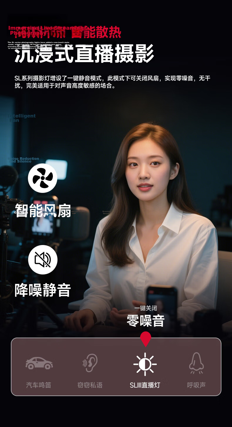 Godox SL300IIIw III Generation Live Streaming Fill Light Photography Continuous Light Beauty Light Recording Photo Studio Continuous Light Children's Photography Top Light 8