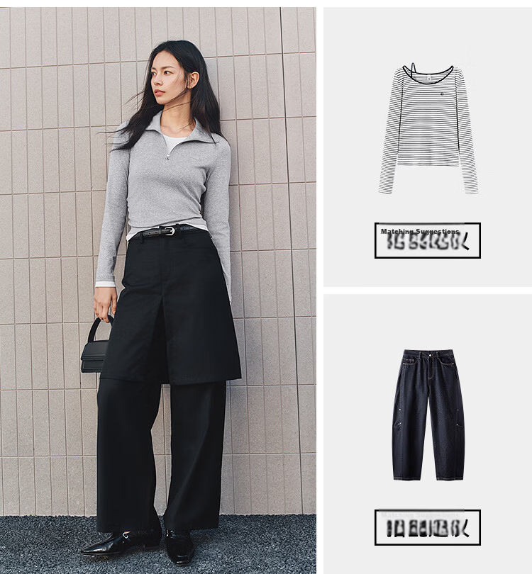 Semir Mall Same Style | Women's Long Sleeve T-Shirt Autumn Polo Collar Two-in-One Pleated Cool Fabric Top 2026 101526101009 13