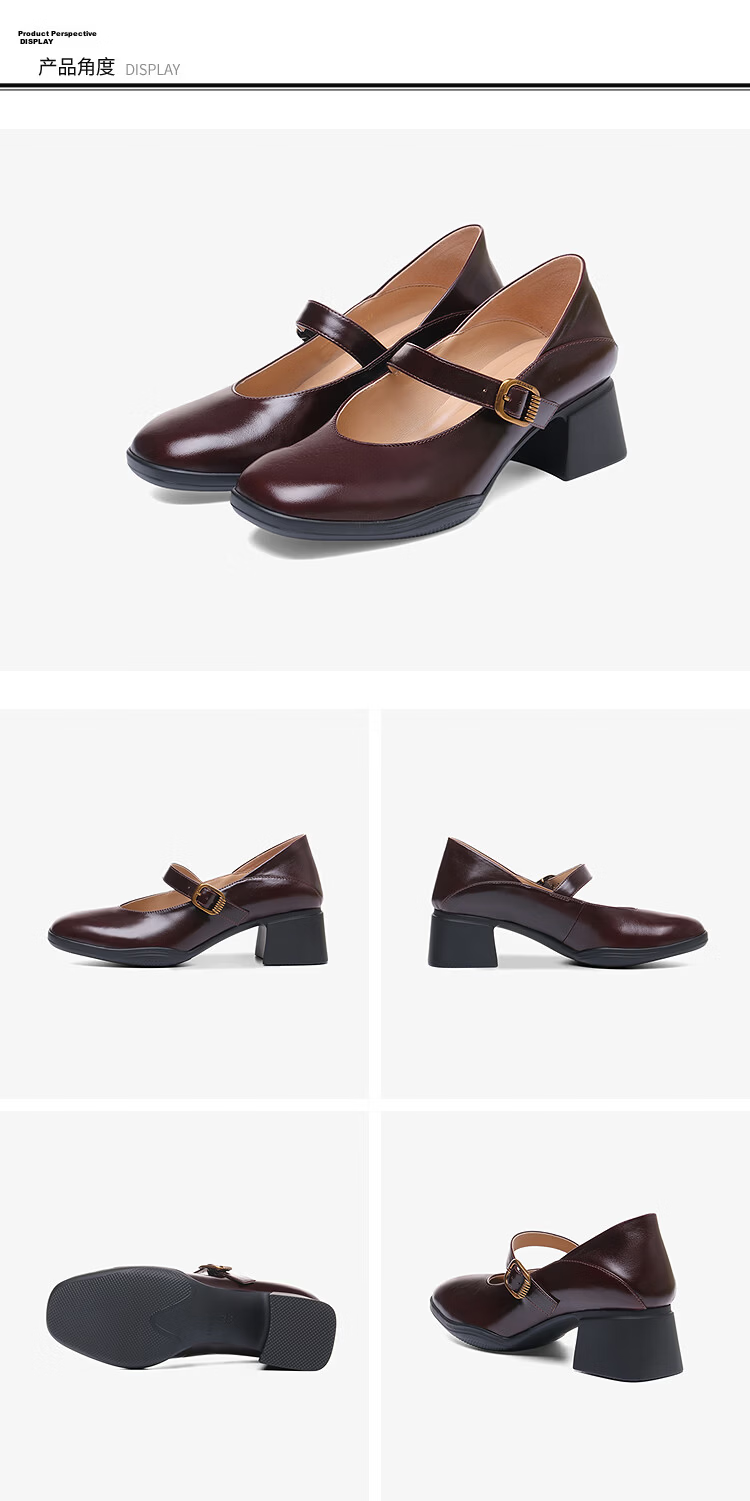 Le Saunda 2026 Spring Black Vintage Genuine Leather Chunky Heel Mary Jane Shoes 7M41702 Diva Black BKL37 9