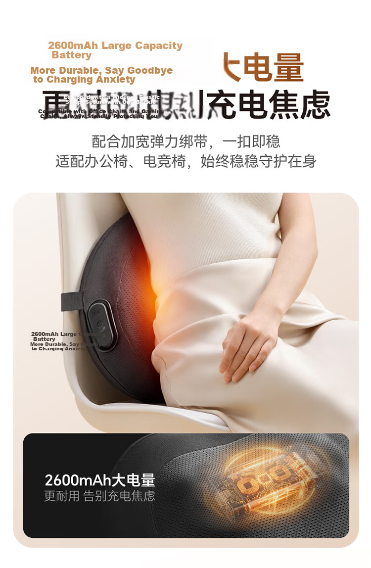 JD Original Intelligent Waist Massager, Massage Cushion Back Max, Three-Fold Shoulder Neck And Waist Back Massager, Waist Protection, Kneading, Hot Compress, Health Care Massage, Gift for Boyfriend Girlfriend Parents 12