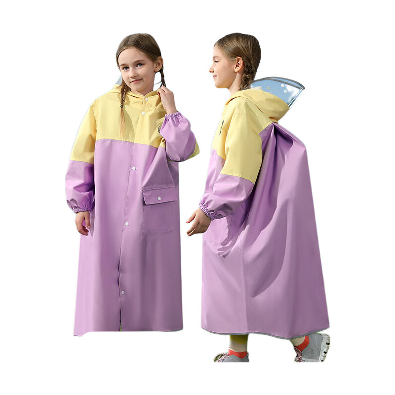 Moremerry Children's Raincoat for Boys And Girls with Backpack Space, Waterproof Breathable Baby School Fashion Poncho, Yuni Purple, 5XL