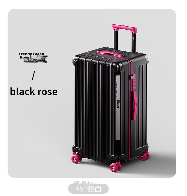 DULA Innovative Plastic Frame PC Luggage Large Capacity Cup Holder Trolley Case Travel Suitcase Password Lock 28 Inch Slate Brown 33