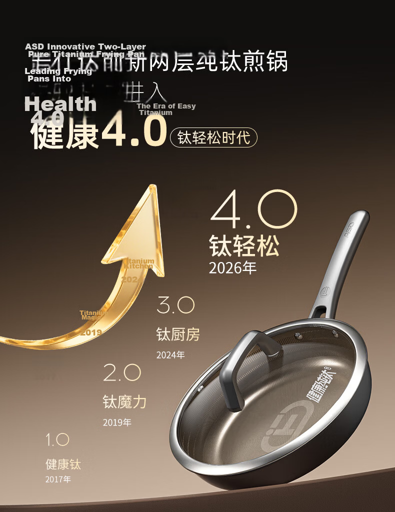 ASD Titanium Non-Stick Frying Pan Flat Bottom Egg Steak Cooking Pan Induction Gas Stove Compatible Z3 6