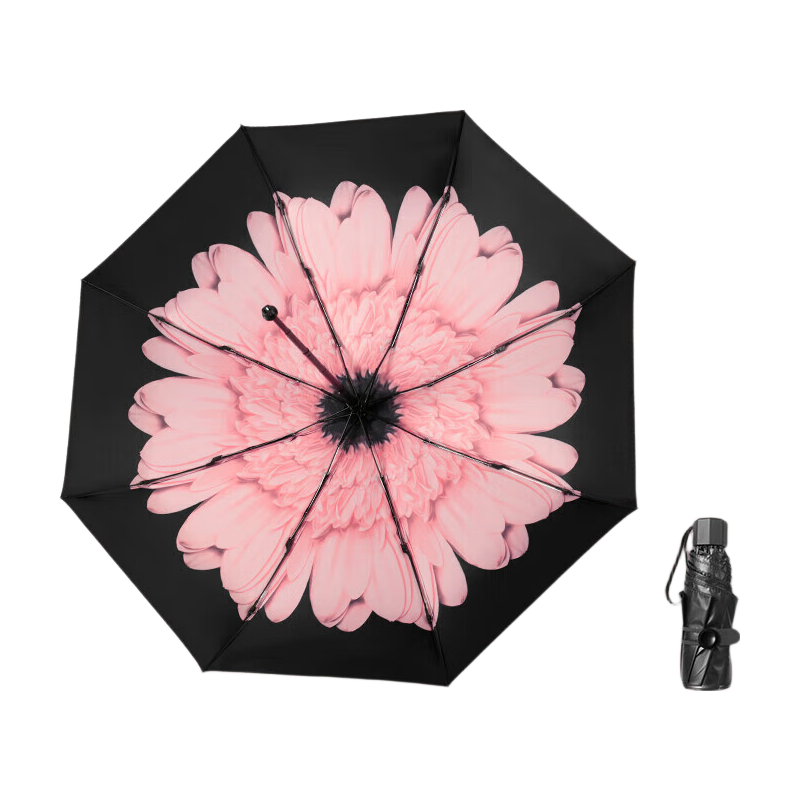 C'mon Sun Protection Umbrella for Women, UV-Resistant Compact Portable Pocket Umbrella for Sunny And Rainy Days, Rouge Pink Five-Fold Umbrella