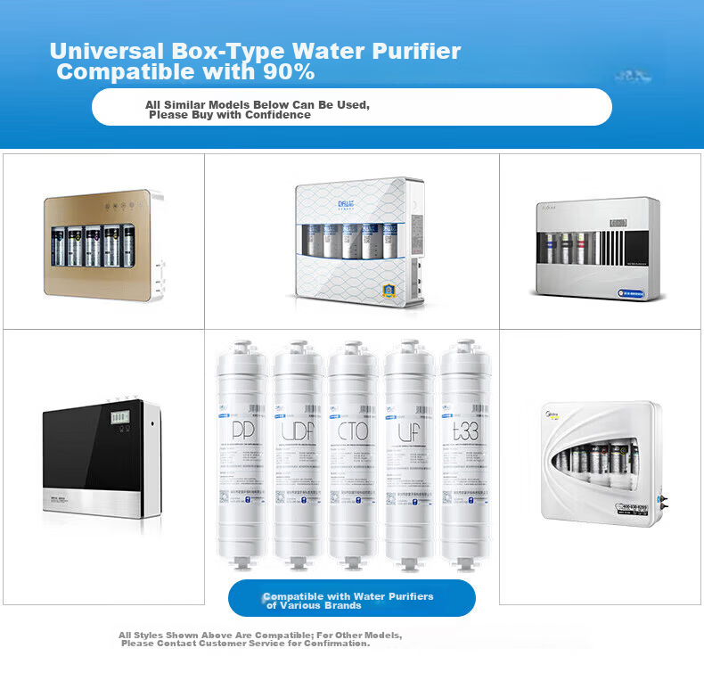 Zuankexin 10-Inch Universal Water Purifier Filter Cartridge PP Cotton Activated Carbon Household Ultrafiltration Quick-Connect Integrated Korean Style Water Filter Cartridge Set 1
