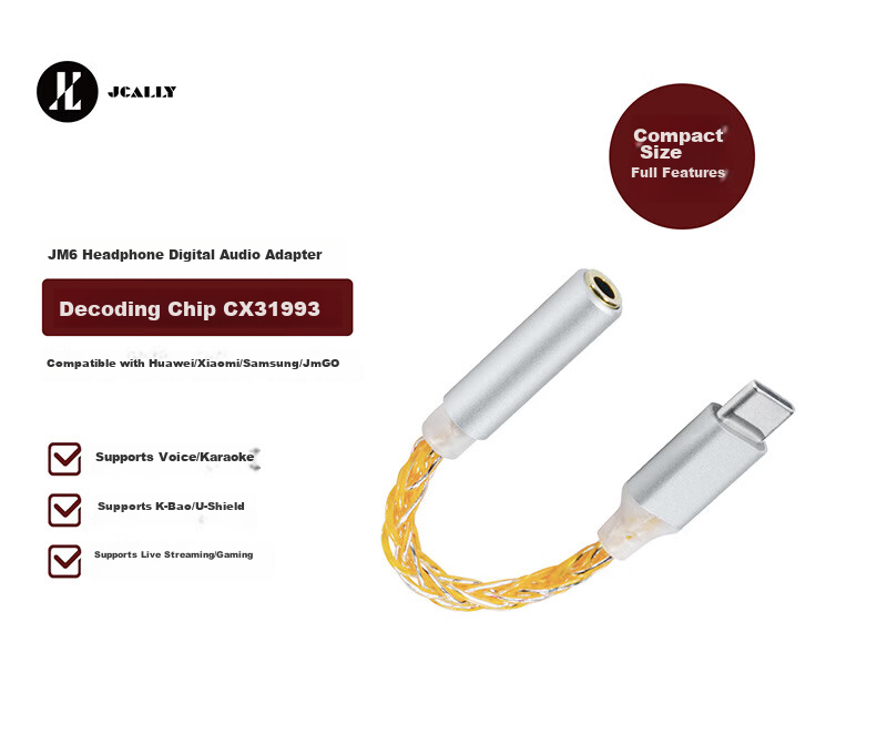 Yinwangsi Wired Earphones HiFi DAC Portable Mini Headphone Amplifier Audio Converter 3.5mm to Type-C Audiophile Grade 15